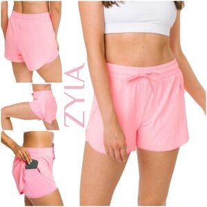 ZYIA Active Women's Pink Flow Shorts, Large